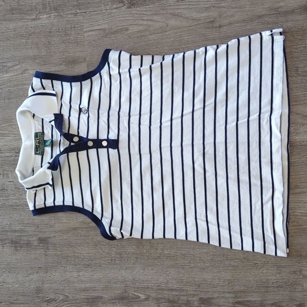 Ralph Lauren Active Striped Polo Tank with Nautical Patch on Back - Size M